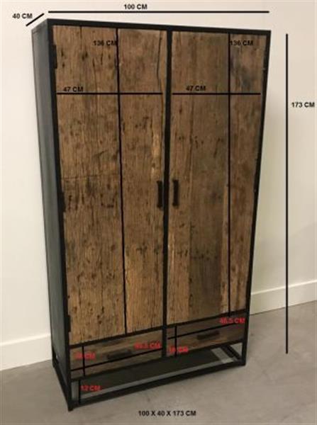 Grote foto opbergkast dakota 2 deurs 100x40x175 cm huis en inrichting eettafels