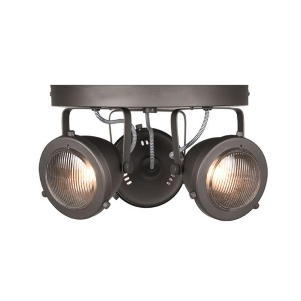 Grote foto led spot moto 3 lichts 30x30x16 cm burned steel metaal huis en inrichting eettafels
