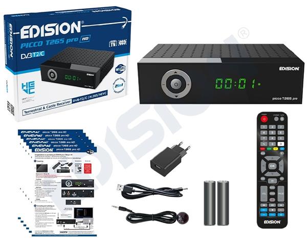 Grote foto edision picco t265 pro hd dvb t2c h.265 hevc telecommunicatie zenders en ontvangers
