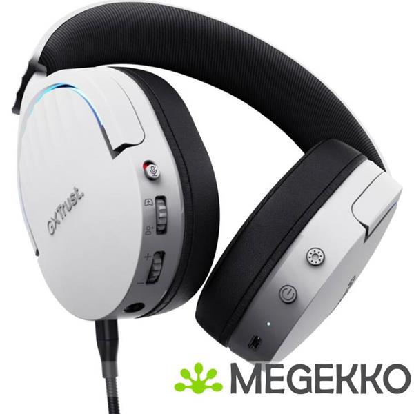 Grote foto trust gxt 491w fayzo wireless gaming headset rgb wit audio tv en foto koptelefoons