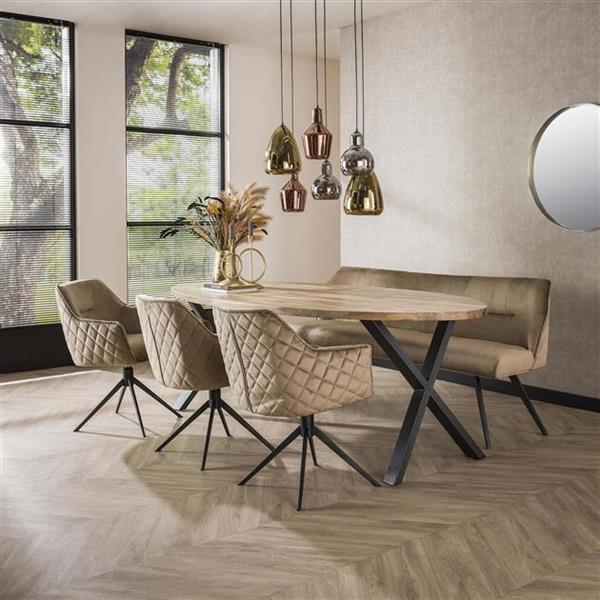 Grote foto eetkamerbank pull 188 cm champagne velours huis en inrichting bankstellen