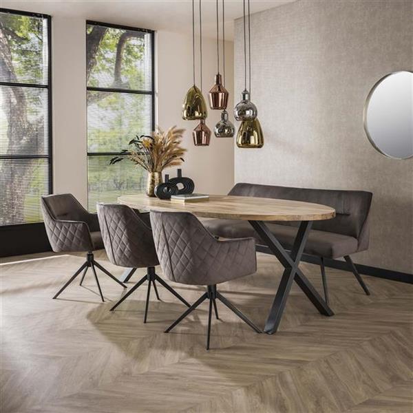 Grote foto eetkamerbank pull 188 cm antraciet velours huis en inrichting bankstellen
