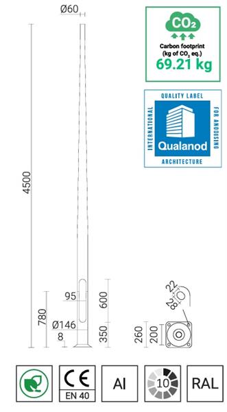 Grote foto kantelmast scharniermast 4 5 meter geanodiseerd aluminium heavy duty met voetplaat zakelijke goederen overige zakelijke goederen