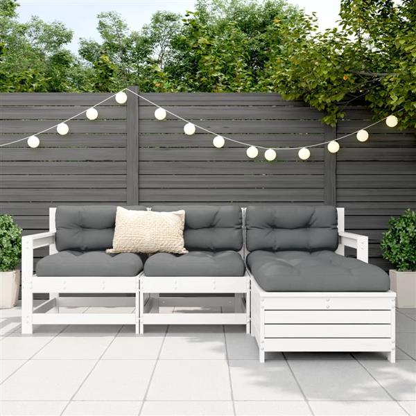 Grote foto vidaxl 4 delige loungeset massief grenenhout wit tuin en terras tuinmeubelen