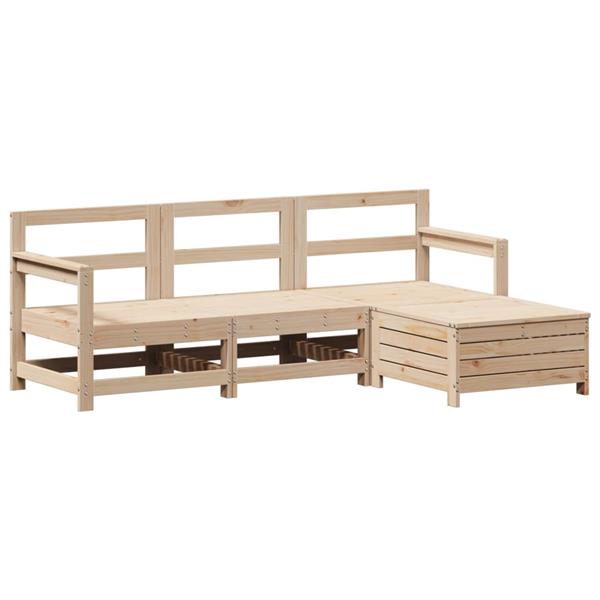 Grote foto vidaxl 4 delige loungeset massief grenenhout tuin en terras tuinmeubelen