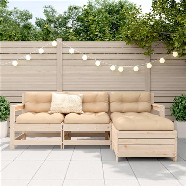 Grote foto vidaxl 4 delige loungeset massief grenenhout tuin en terras tuinmeubelen
