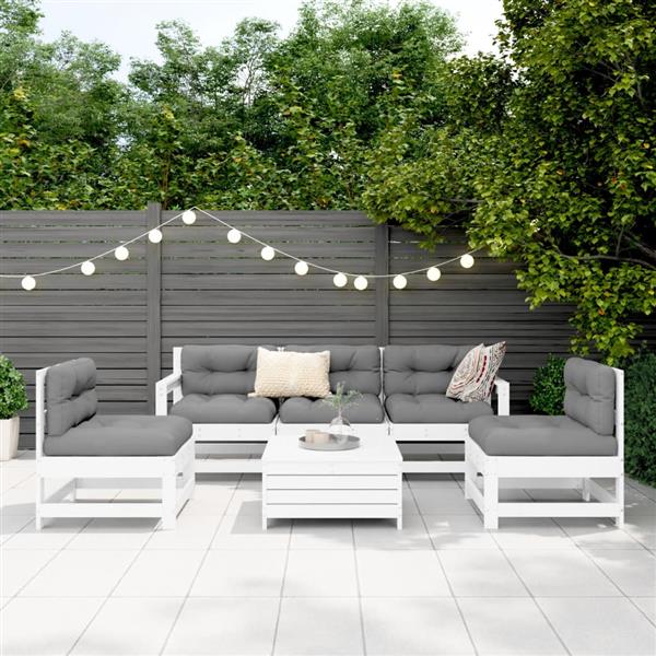 Grote foto vidaxl 6 delige loungeset massief grenenhout wit tuin en terras tuinmeubelen