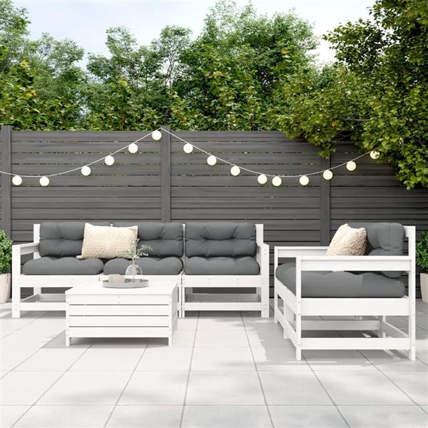 Grote foto vidaxl 6 delige loungeset massief grenenhout wit tuin en terras tuinmeubelen