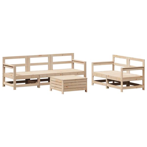Grote foto vidaxl 6 delige loungeset massief grenenhout tuin en terras tuinmeubelen
