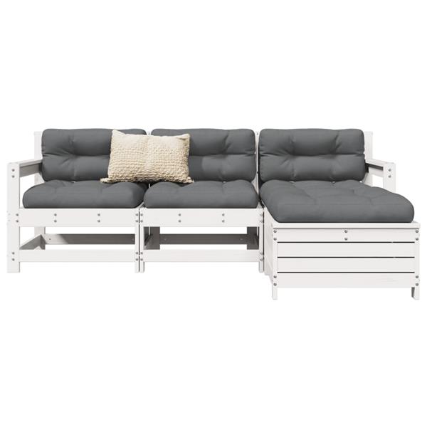 Grote foto vidaxl 4 delige loungeset massief grenenhout wit tuin en terras tuinmeubelen