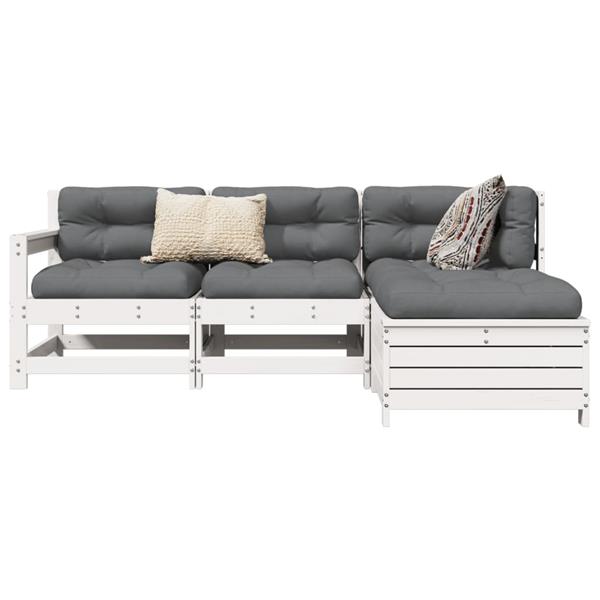 Grote foto vidaxl 4 delige loungeset massief grenenhout wit tuin en terras tuinmeubelen