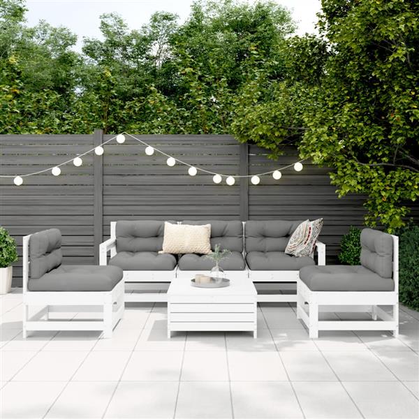 Grote foto vidaxl 6 delige loungeset massief grenenhout wit tuin en terras tuinmeubelen