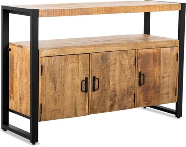Grote foto dressoir britt 3 deur mangohout zwart metaal huis en inrichting eettafels