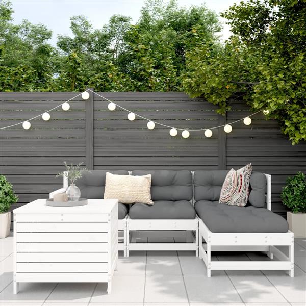 Grote foto vidaxl 5 delige loungeset massief grenenhout wit tuin en terras tuinmeubelen