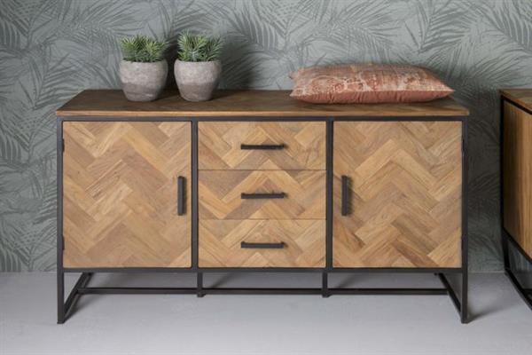 Grote foto dressoir accent 145 cm visgraat teakhout huis en inrichting eettafels