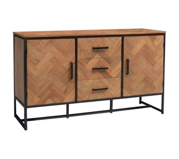 Grote foto dressoir accent 145 cm visgraat teakhout huis en inrichting eettafels