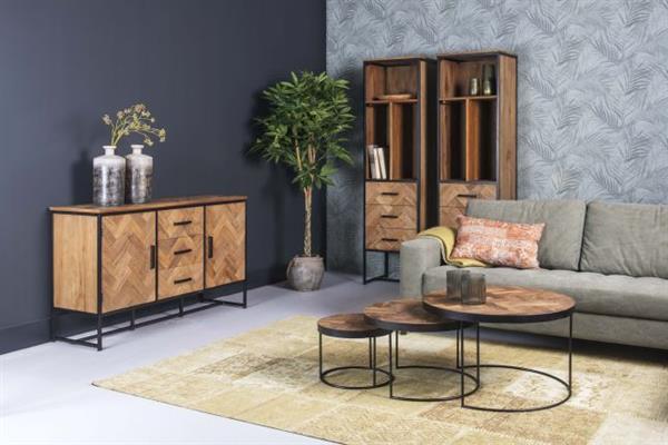 Grote foto dressoir accent 145 cm visgraat teakhout huis en inrichting eettafels