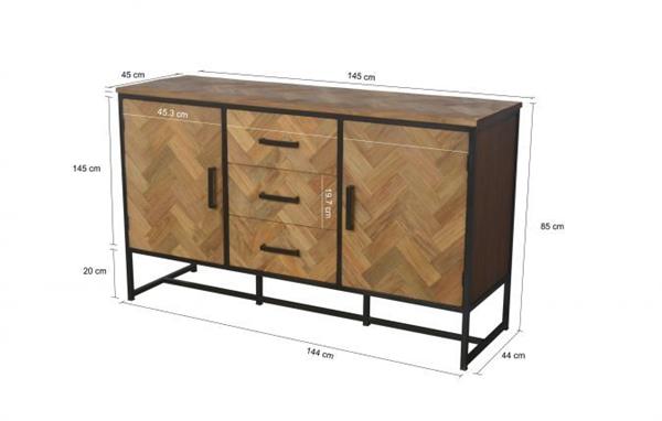 Grote foto dressoir accent 145 cm visgraat teakhout huis en inrichting eettafels