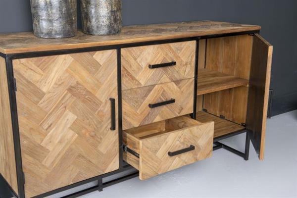 Grote foto dressoir accent 145 cm visgraat teakhout huis en inrichting eettafels