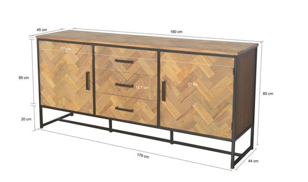 Grote foto dressoir accent 145 cm visgraat teakhout huis en inrichting eettafels