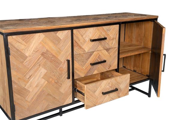 Grote foto dressoir accent 145 cm visgraat teakhout huis en inrichting eettafels