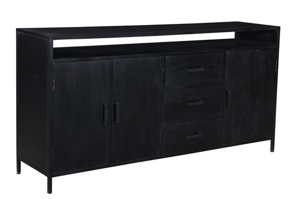 Grote foto dressoir kala open 180 cm zwart mangohout huis en inrichting eettafels