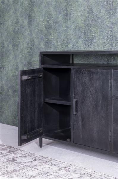 Grote foto dressoir kala open 180 cm zwart mangohout huis en inrichting eettafels