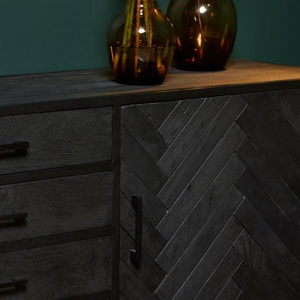 Grote foto dressoir new york 210x75x45 cm zwart visgraat huis en inrichting eettafels