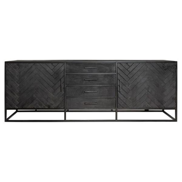 Grote foto dressoir new york 210x75x45 cm zwart visgraat huis en inrichting eettafels
