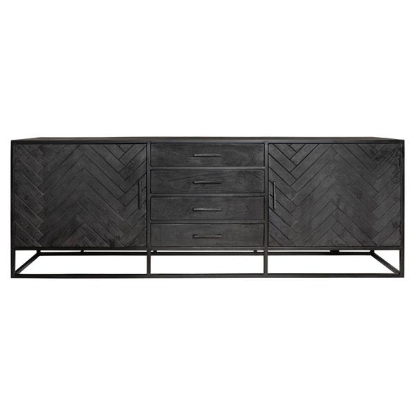 Grote foto dressoir new york 210x75x45 cm zwart visgraat huis en inrichting eettafels