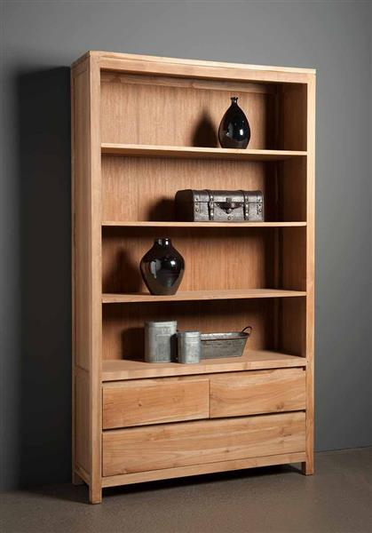 Grote foto boekenkast corona 120 cm teakhout huis en inrichting eettafels