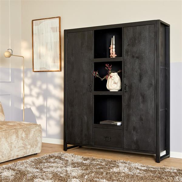 Grote foto boekenkast boaz black 2 deuren 1 lade huis en inrichting eettafels