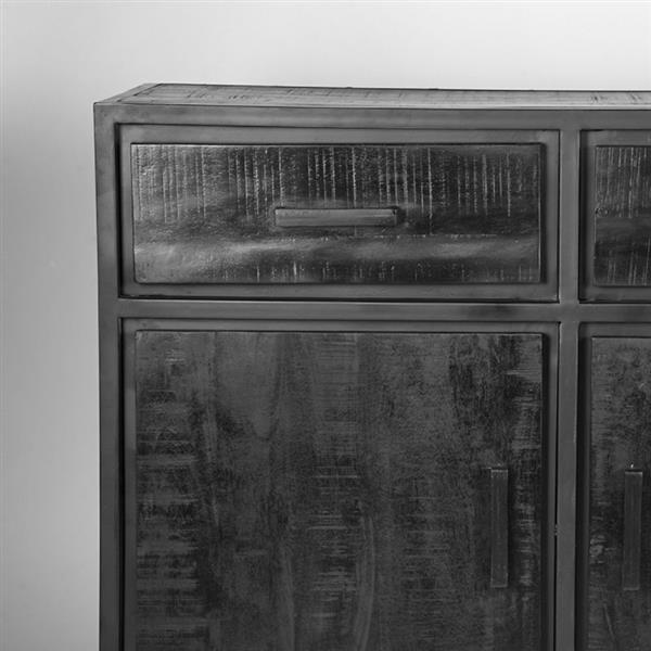 Grote foto dressoir chili 170x45x90 cm zwart mangohout zwart metaal huis en inrichting eettafels