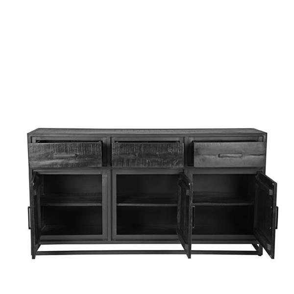 Grote foto dressoir chili 170x45x90 cm zwart mangohout zwart metaal huis en inrichting eettafels