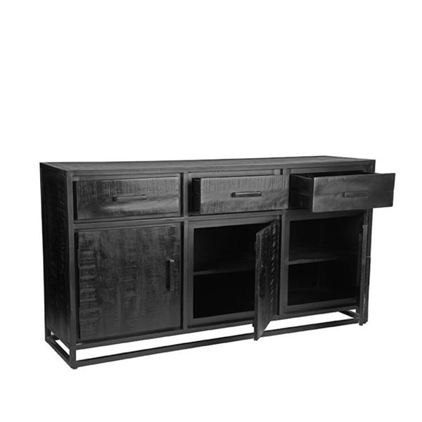 Grote foto dressoir chili 170x45x90 cm zwart mangohout zwart metaal huis en inrichting eettafels