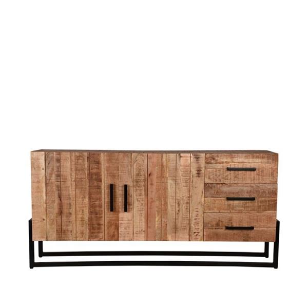 Grote foto dressoir bolivia 184x40x85 cm rough mangohout zwart metaal huis en inrichting eettafels