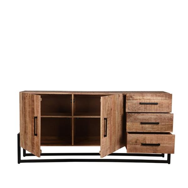 Grote foto dressoir bolivia 184x40x85 cm rough mangohout zwart metaal huis en inrichting eettafels