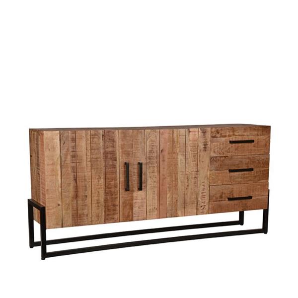 Grote foto dressoir bolivia 184x40x85 cm rough mangohout zwart metaal huis en inrichting eettafels