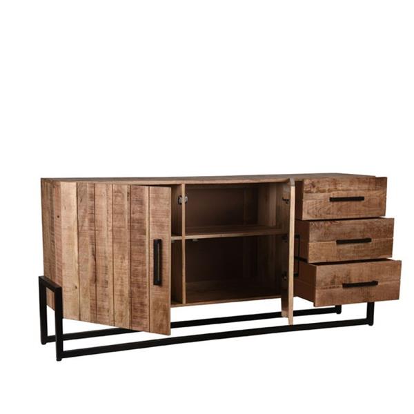 Grote foto dressoir bolivia 184x40x85 cm rough mangohout zwart metaal huis en inrichting eettafels