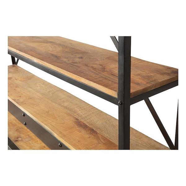 Grote foto boekenkast las palmas met ladder 160x245x50 cm naturel mangohout huis en inrichting eettafels