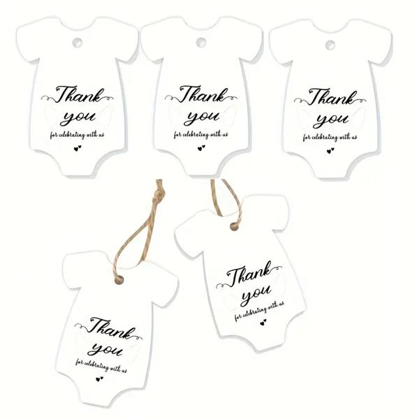Grote foto bloemenkaartjes thank you for celebrating with us wit baby rompertje set van 50 met touwtje ca verzamelen overige verzamelingen