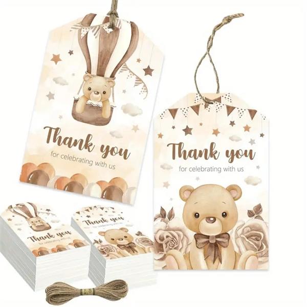 Grote foto bloemenkaartjes thank you for celebrating with us beertje in ballon set van 50 cadeaulabels me verzamelen overige verzamelingen