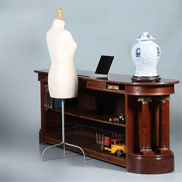Grote foto mahonie toonbank roomdivider bar counter of balie voor winkelinrichting of receptie ca 1865 no.6 antiek en kunst stoelen en banken