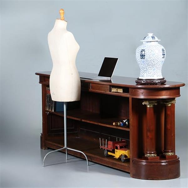 Grote foto mahonie toonbank roomdivider bar counter of balie voor winkelinrichting of receptie ca 1865 no.6 antiek en kunst stoelen en banken