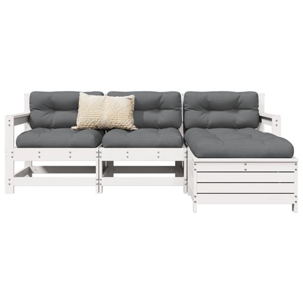Grote foto vidaxl 4 delige loungeset massief grenenhout wit tuin en terras tuinmeubelen