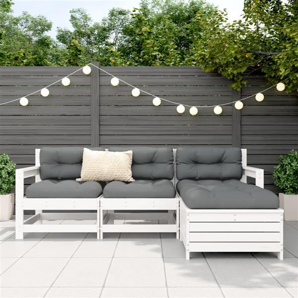 Grote foto vidaxl 4 delige loungeset massief grenenhout wit tuin en terras tuinmeubelen
