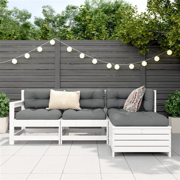 Grote foto vidaxl 4 delige loungeset massief grenenhout wit tuin en terras tuinmeubelen