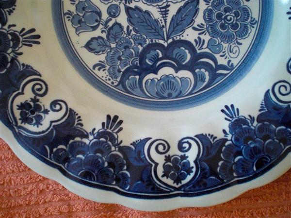 Grote foto handgeschilderd delfts blauw wandbord distel antiek en kunst wandborden en tegels