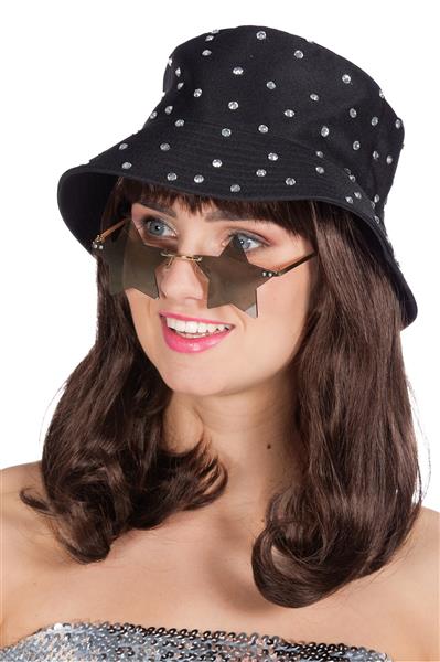 Grote foto zwarte bucket hat dames strass steentjes verzamelen overige verzamelingen