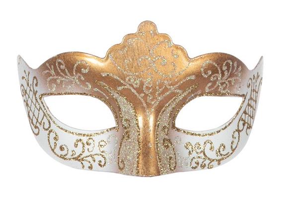 Grote foto venetiaans oogmasker wit goud glitter verzamelen overige verzamelingen